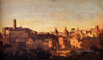  Gardens Painting - Forum Viewed From The Farnese Gardens plein air Romanticism Jean Baptiste Camille Corot